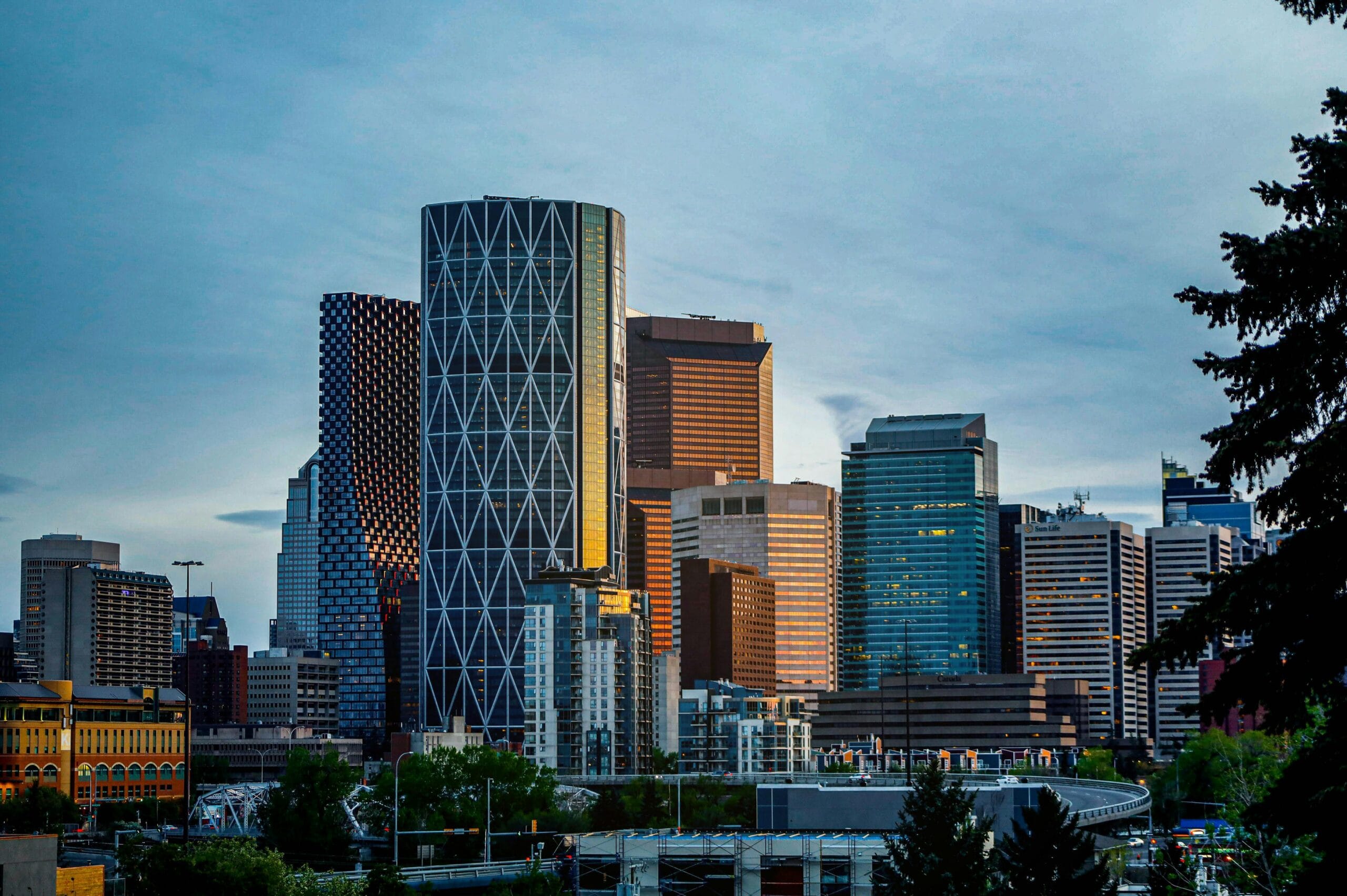 Calgary skyline at dusk