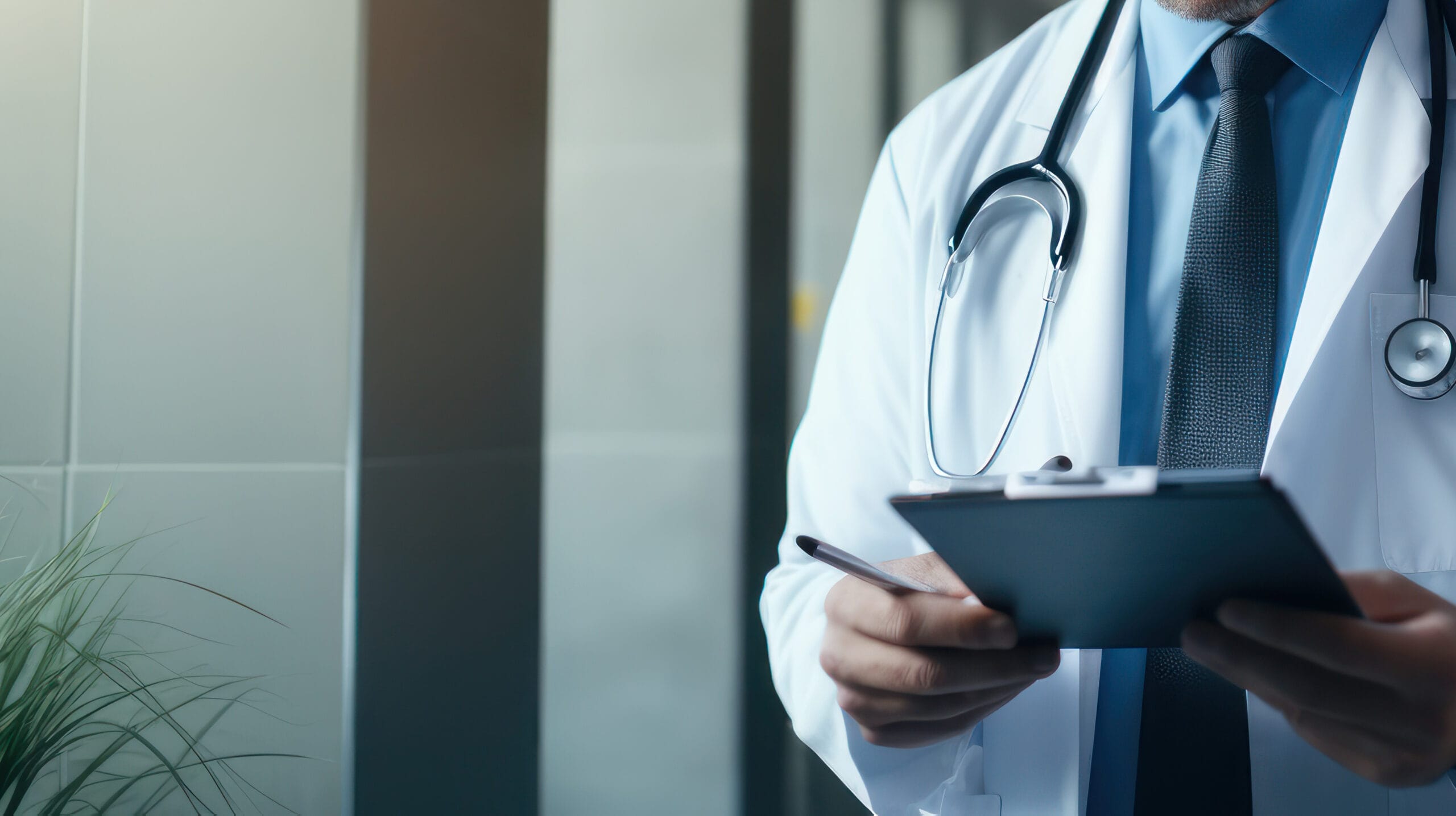 Doctor taking notes on a clipboard