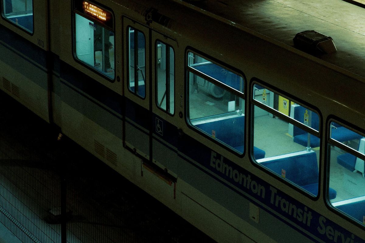 Edmonton train at night