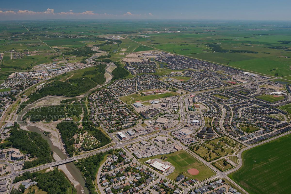 Satellite image of rural residential area