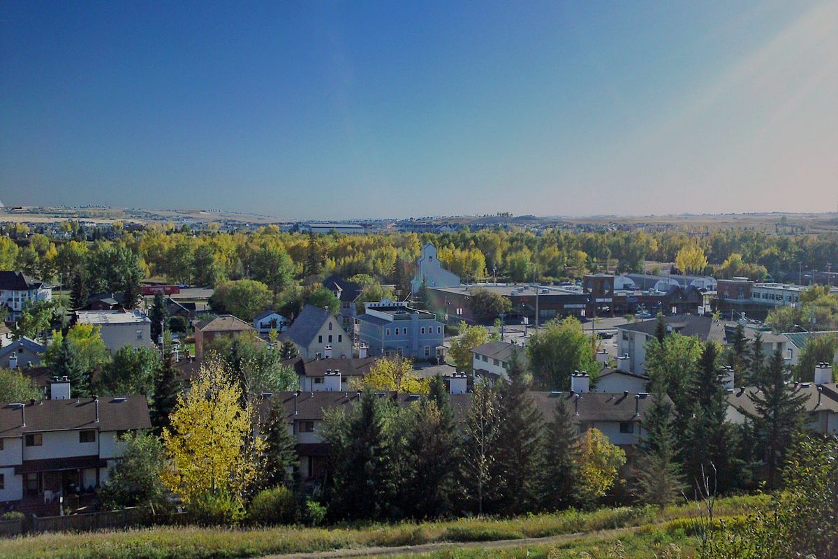Residential area in Alberta surrounded by trees