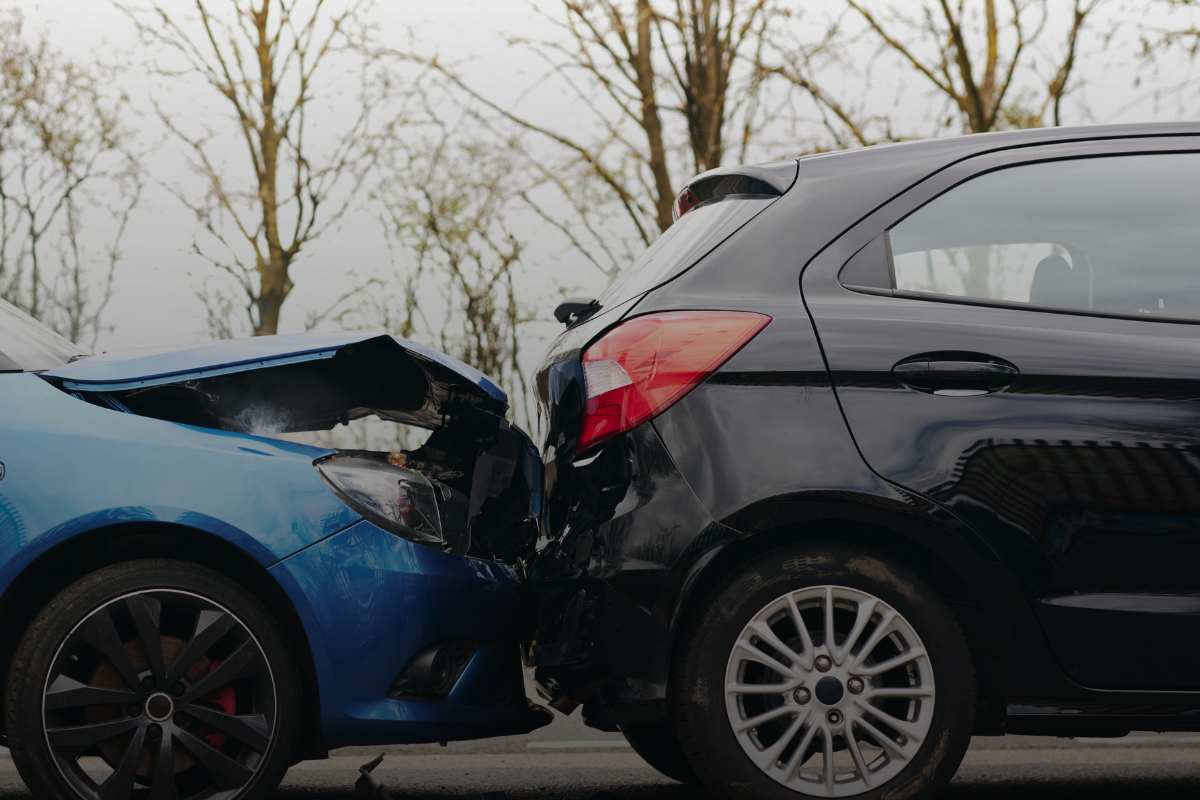 Two damaged cars after an accident